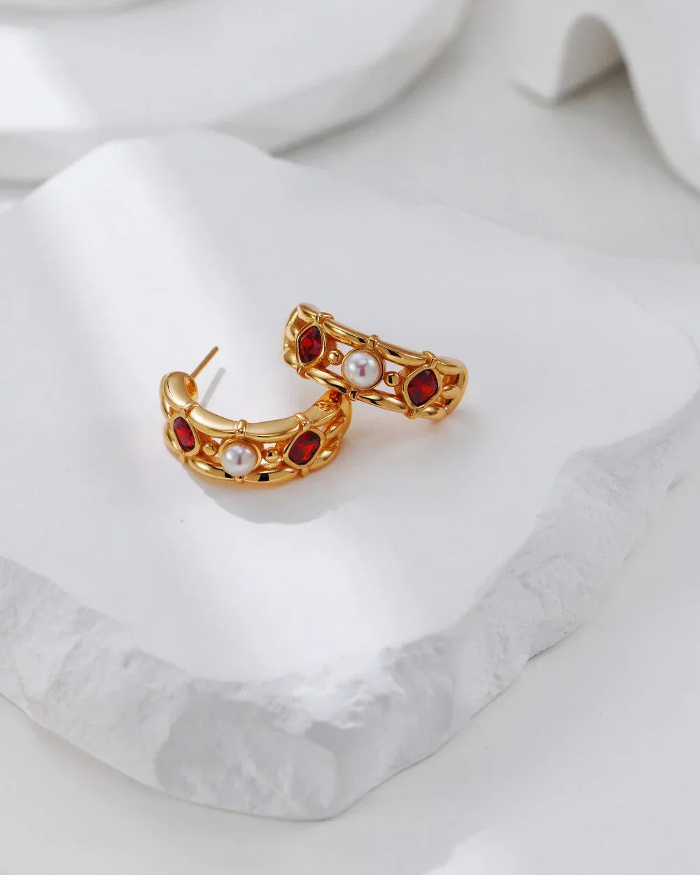 Scarlet Pearl Flame Øredobber