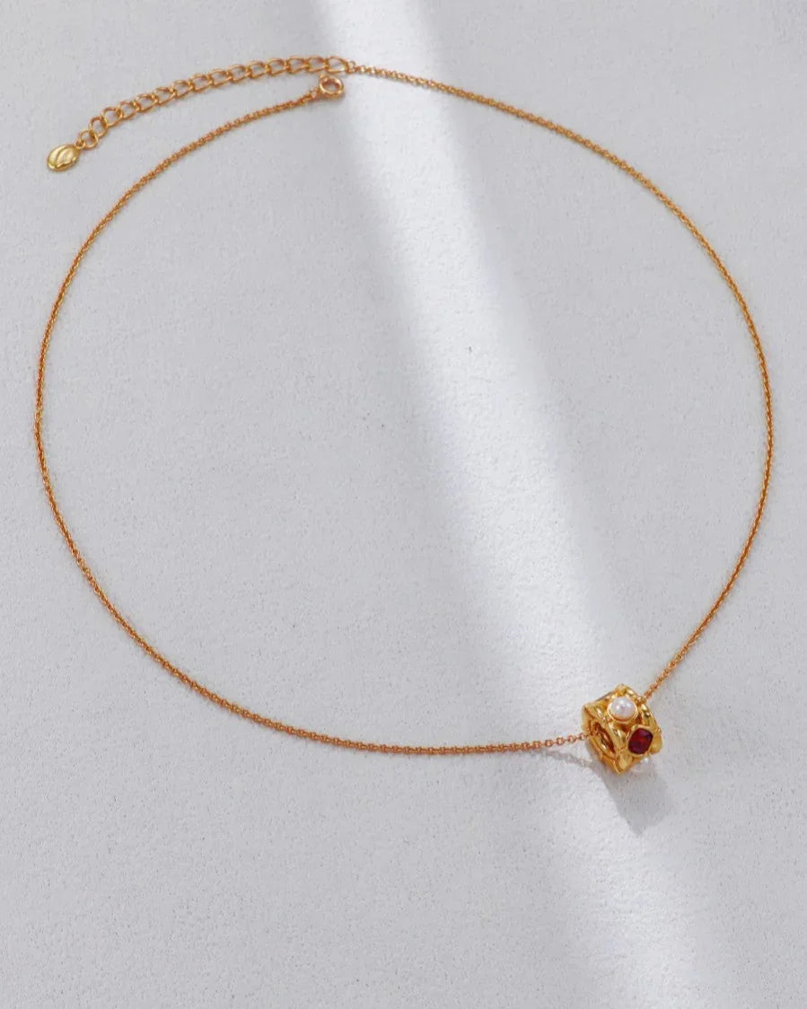 Scarlet Pearl Flame Necklace