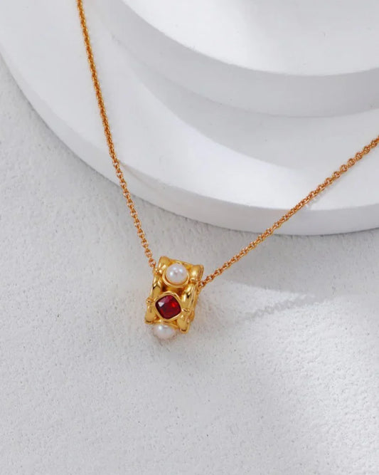 Scarlet Pearl Flame Necklace