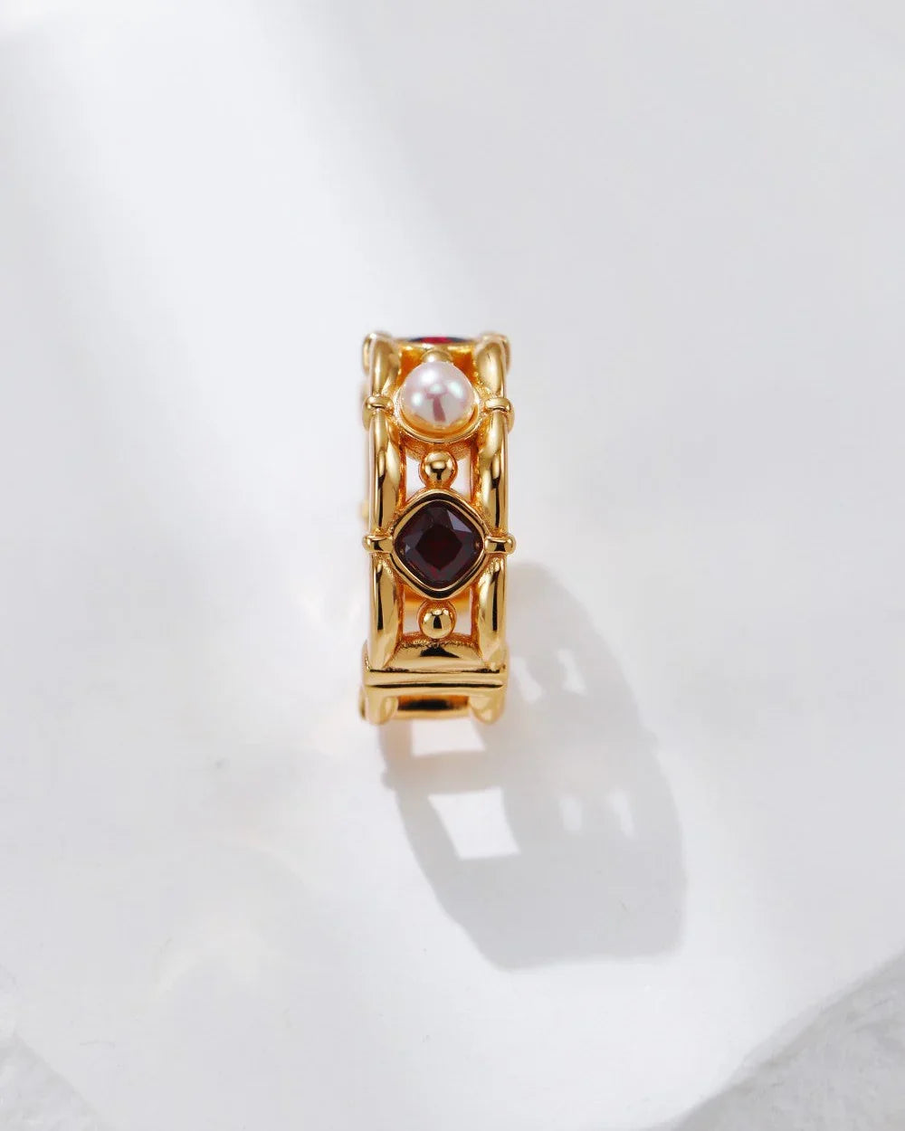 Scarlet Pearl Flame Ring