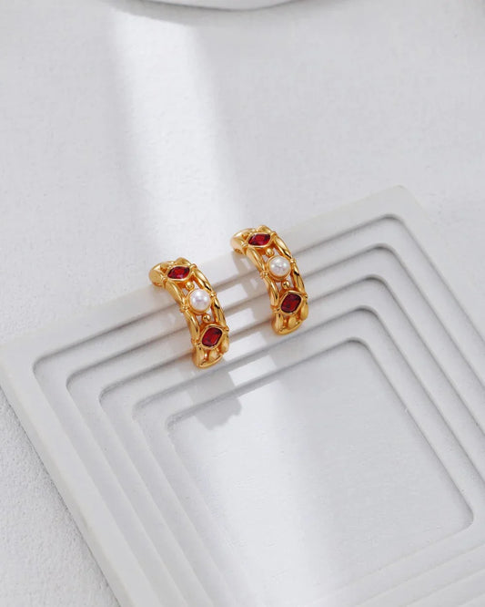 Scarlet Pearl Flame Øredobber