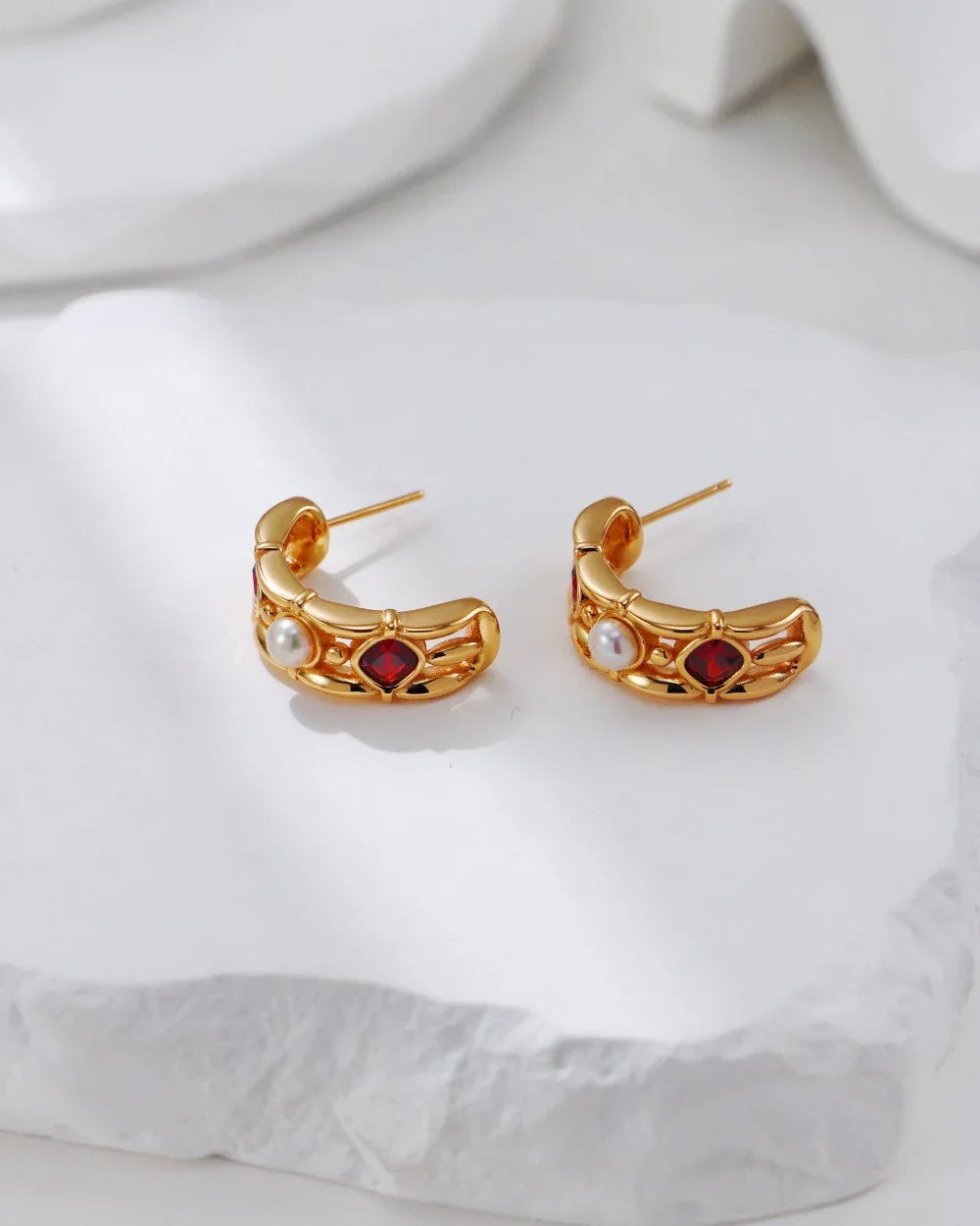 Scarlet Pearl Flame Øredobber