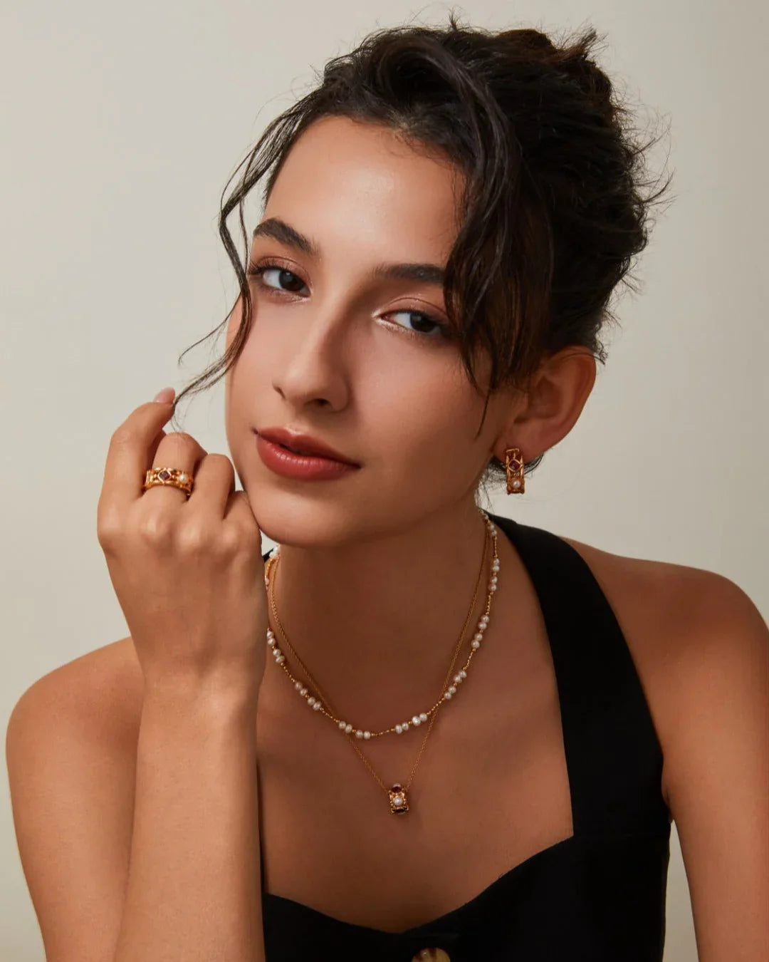 Skarlagenrød perleflammesett