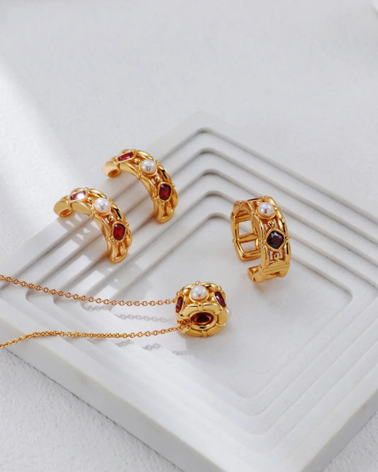 Skarlagenrød perleflammesett