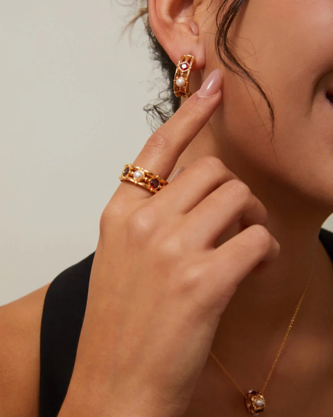 Skarlagenrød perleflammesett