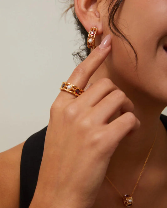 Skarlagenrød perleflammesett